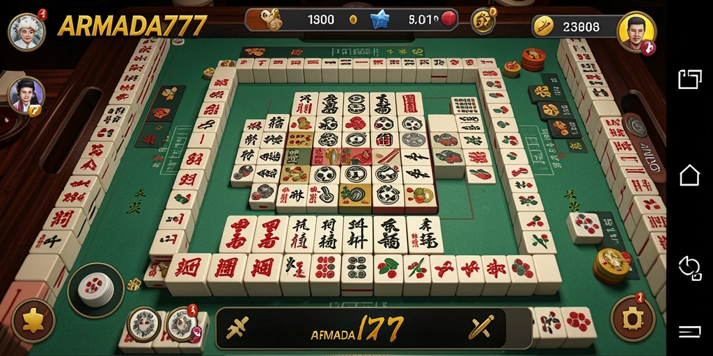 Tampilan gameplay Mahjong yang menegangkan di ARMADA777.