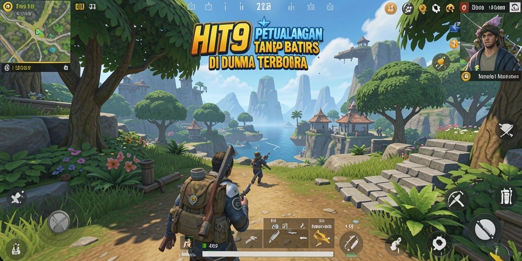 Screenshot menampilkan pemain menjelajahi dunia terbuka HIT9 dengan grafis memukau.