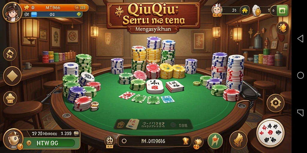 Screenshot gameplay QiuQiu dengan teman-teman yang menegangkan.
