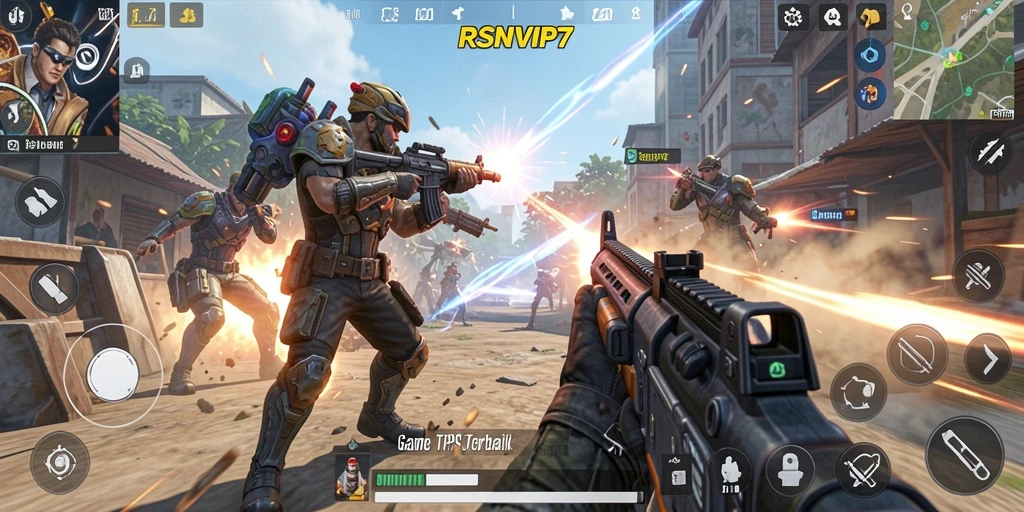 Tampilan gameplay menegangkan dalam RSNVIP7 dengan aksi TPS.