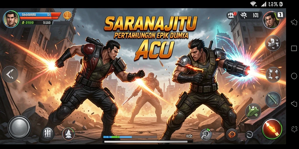 Tangkapan layar menunjukkan pertarungan seru dalam SARANAJITU.