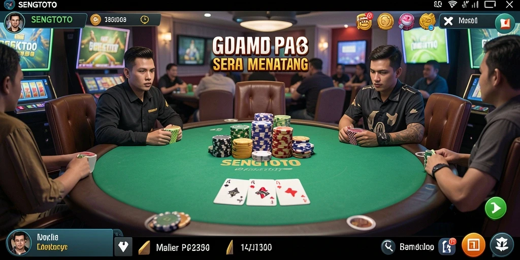 Screenshot gameplay SENGTOTO menampilkan suasana permainan Poker yang menegangkan.